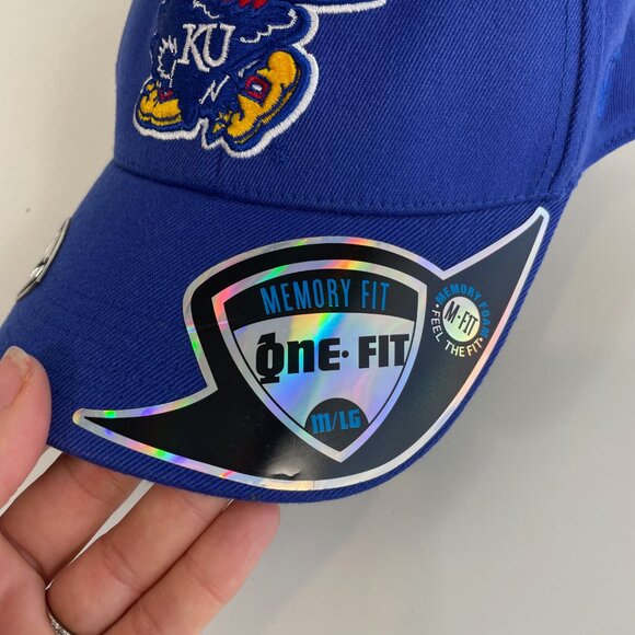 Top of the World Kansas Jayhawks Adjustable Hat OS Royal Blue Staple Memory Fit - Picture 2 of 9